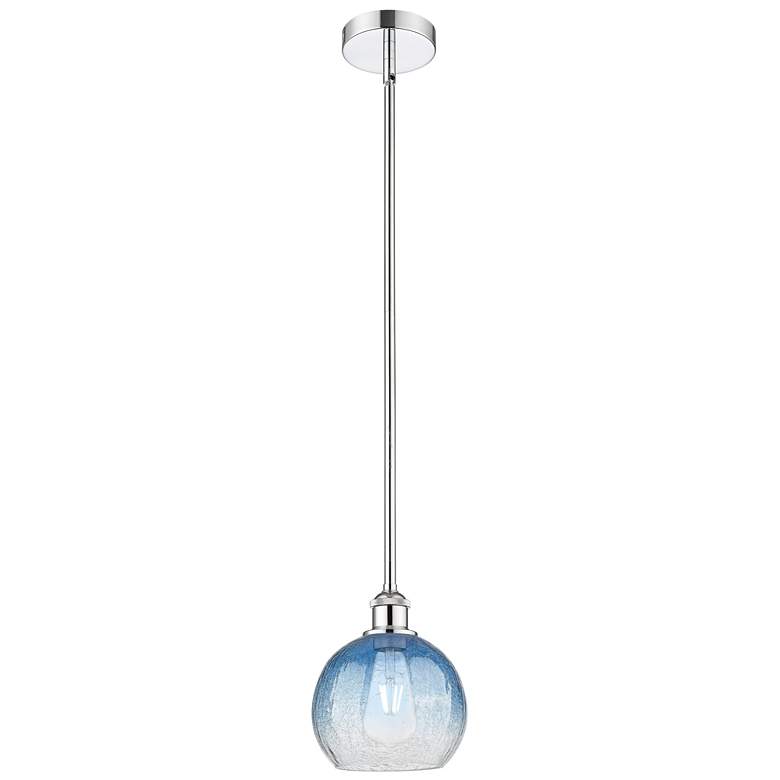 Image 1 Edison Brookhaven Globe 8"W Chrome Stem Mini Pendant w/ Sapphire Shade