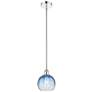 Edison Brookhaven Globe 8"W Chrome Stem Mini Pendant w/ Sapphire Shade
