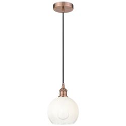 Edison Brookhaven Globe 8"W Copper Cord Mini Pendant w/ Opal Shade