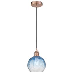 Edison Brookhaven Globe 8"W Copper Cord Mini Pendant w/ Sapphire Shade