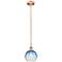 Edison Brookhaven Globe 8"W Copper Stem Mini Pendant w/ Sapphire Shade