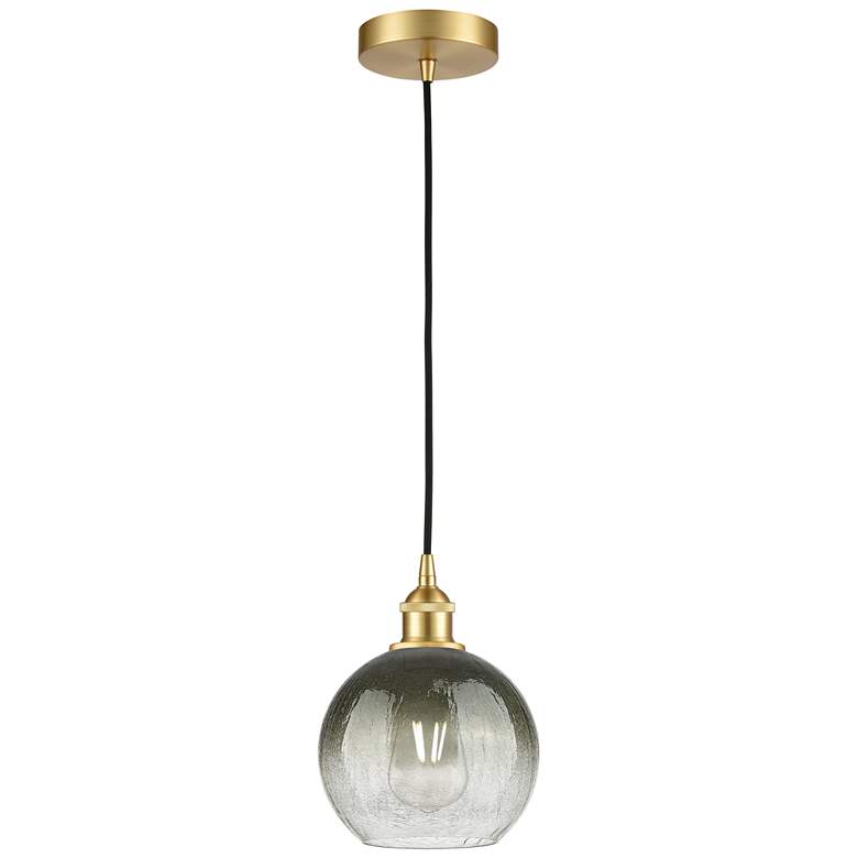 Image 1 Edison Brookhaven Globe 8"W Gold Cord Hung Mini Pendant w/ Slate Shade