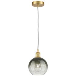 Edison Brookhaven Globe 8"W Gold Cord Hung Mini Pendant w/ Slate Shade