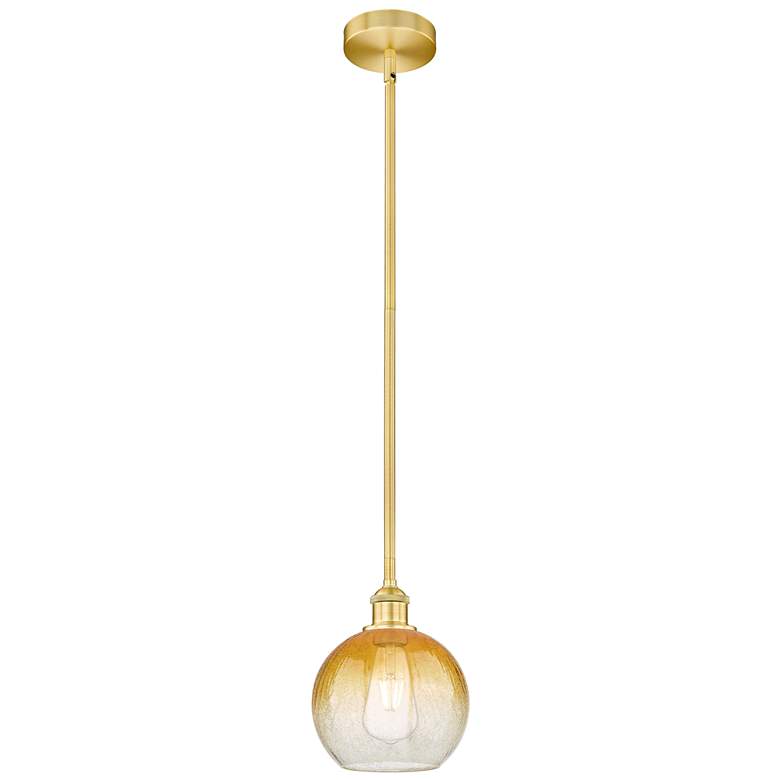 Image 1 Edison Brookhaven Globe 8"W Gold Stem Hung Mini Pendant w/ Amber Shade