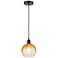 Edison Brookhaven Globe 8"W Oiled Bronze Cord Pendant w/ Amber Shade