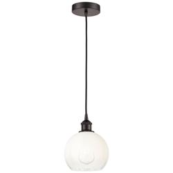 Edison Brookhaven Globe 8"W Oiled Bronze Cord Pendant w/ Opal Shade