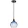 Edison Brookhaven Globe 8"W Oiled Bronze Cord Pendant w/ Sapphire Shade
