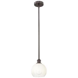 Edison Brookhaven Globe 8"W Oiled Bronze Stem Pendant w/ Opal Shade