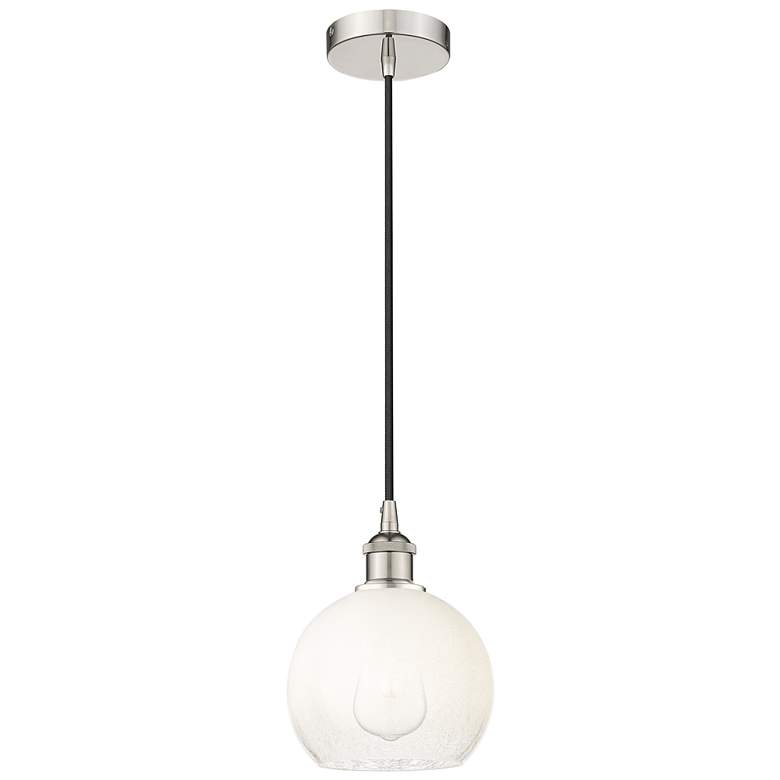 Image 1 Edison Brookhaven Globe 8"W Polished Nickel Cord Pendant w/ Opal Shade