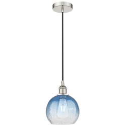 Edison Brookhaven Globe 8"W Polished Nickel Cord Pendant w/ Sapphire Shade