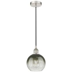 Edison Brookhaven Globe 8"W Polished Nickel Cord Pendant w/ Slate Shade