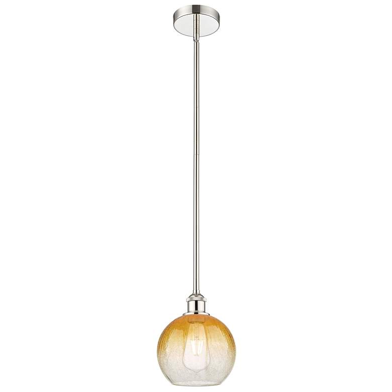 Image 1 Edison Brookhaven Globe 8"W Polished Nickel Stem Pendant w/ Amber Shade