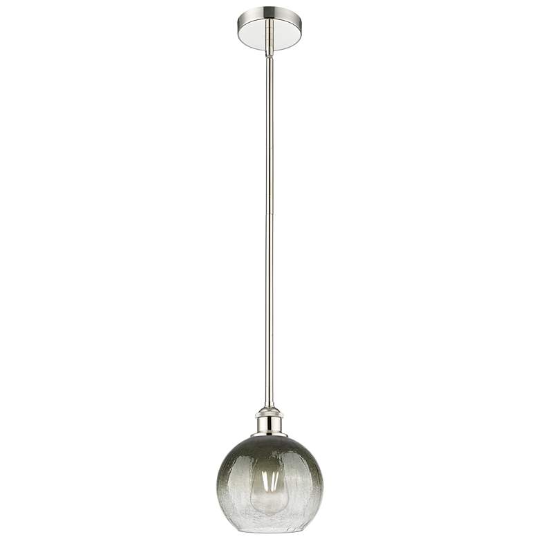 Image 1 Edison Brookhaven Globe 8"W Polished Nickel Stem Pendant w/ Slate Shade