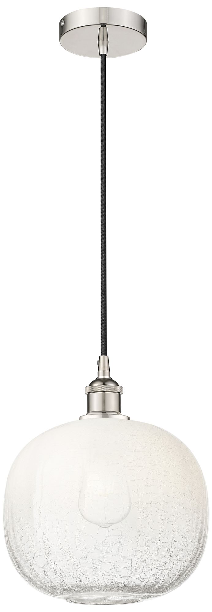 Edison Brookhaven Sphere 11"W Polished Nickel Cord Pendant w/ Opal Sha
