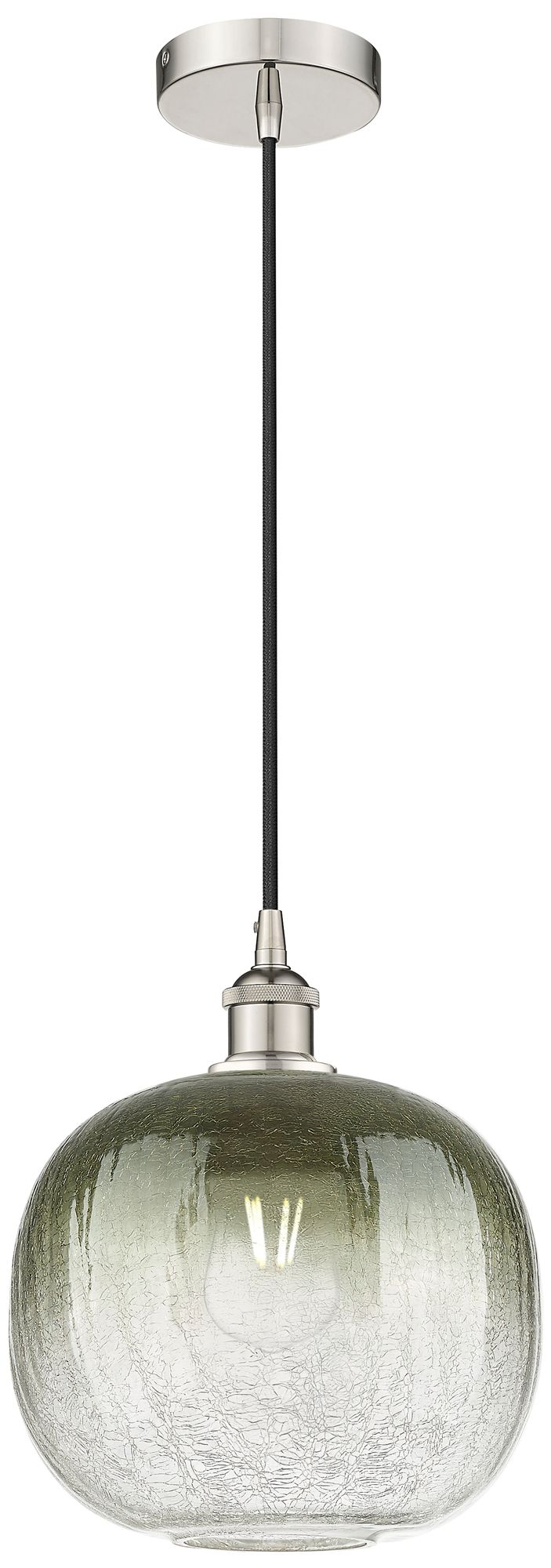 Edison Brookhaven Sphere 11"W Polished Nickel Cord Pendant w/ Slate Sh