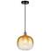 Edison Brookhaven Sphere 11"W Black Brass Cord Pendant w/ Amber Shade