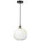 Edison Brookhaven Sphere 11"W Black Brass Cord Pendant w/ Opal Shade