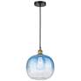 1_Edison Brookhaven Sphere 11"W Black Brass Cord Pendant w/ Sapphire Shade