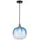 Edison Brookhaven Sphere 11"W Black Brass Cord Pendant w/ Sapphire Shade