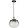 Edison Brookhaven Sphere 11"W Black Brass Cord Pendant w/ Slate Shade
