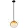 Edison Brookhaven Sphere 11"W Black Brass Stem Pendant w/ Amber Shade