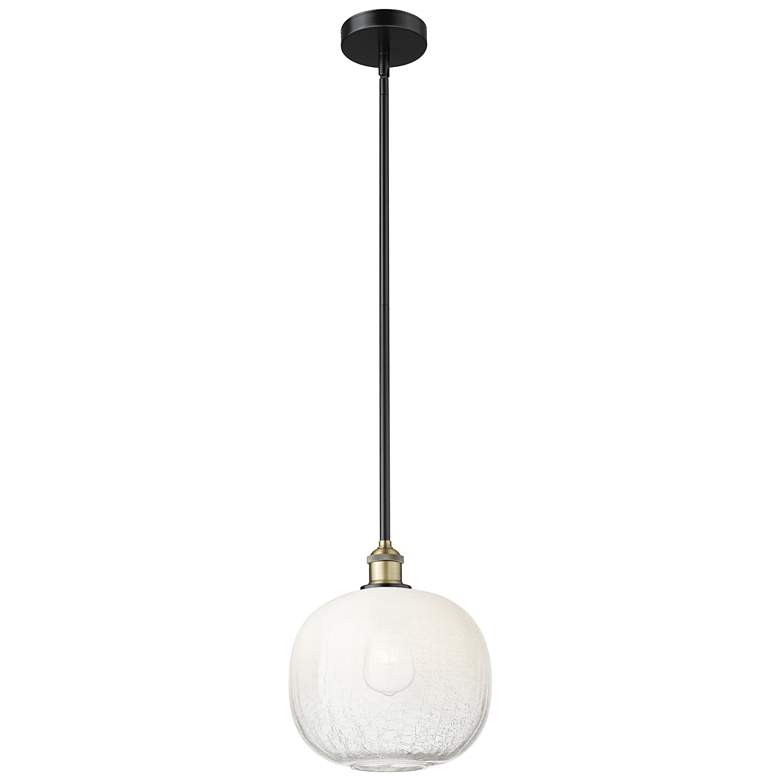 Image 1 Edison Brookhaven Sphere 11"W Black Brass Stem Pendant w/ Opal Shade