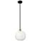 Edison Brookhaven Sphere 11"W Black Brass Stem Pendant w/ Opal Shade
