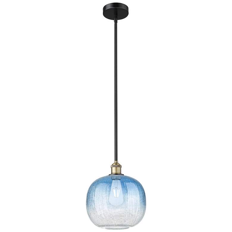 Image 1 Edison Brookhaven Sphere 11"W Black Brass Stem Pendant w/ Sapphire Shade