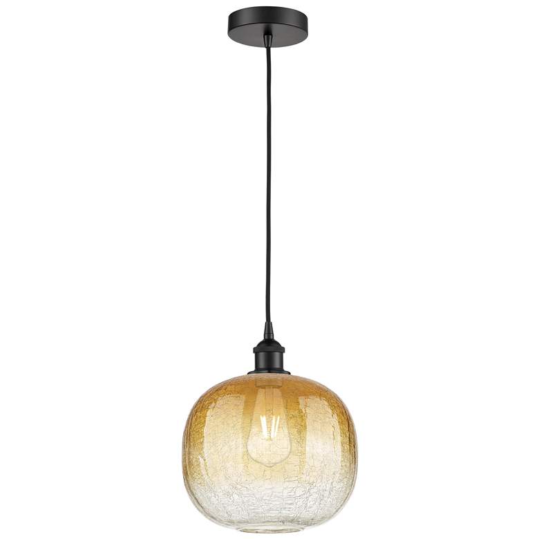 Image 1 Edison Brookhaven Sphere 11"W Black Cord Mini Pendant w/ Amber Shade