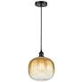 Edison Brookhaven Sphere 11"W Black Cord Mini Pendant w/ Amber Shade