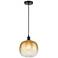 Edison Brookhaven Sphere 11"W Black Cord Mini Pendant w/ Amber Shade