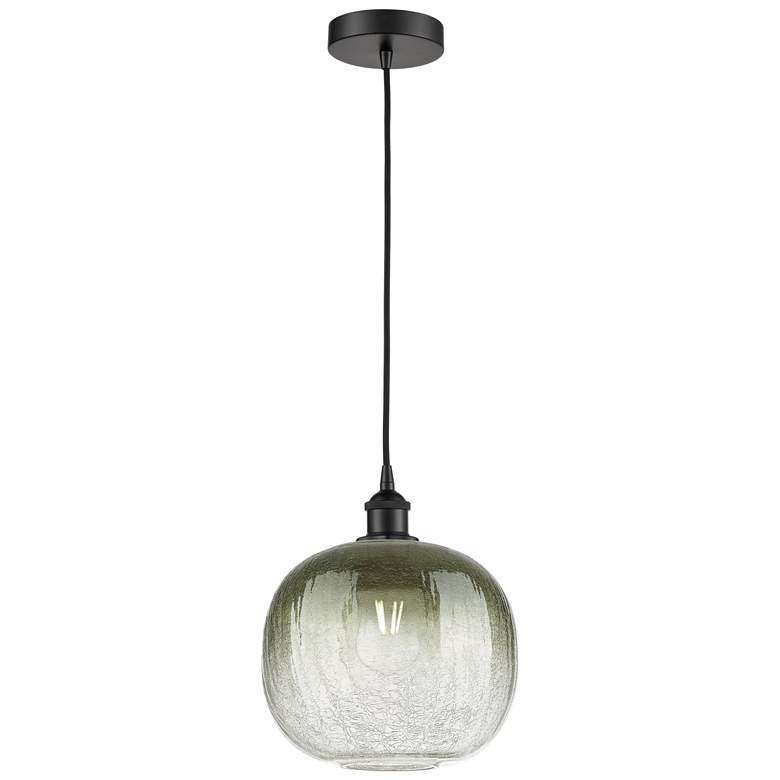 Image 1 Edison Brookhaven Sphere 11"W Black Cord Mini Pendant w/ Slate Shade