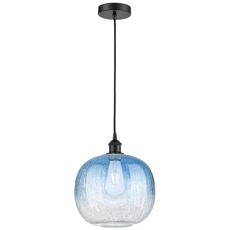 Image 1 Edison Brookhaven Sphere 11"W Black Cord Pendant w/ Sapphire Shade