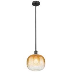 Edison Brookhaven Sphere 11"W Black Stem Mini Pendant w/ Amber Shade
