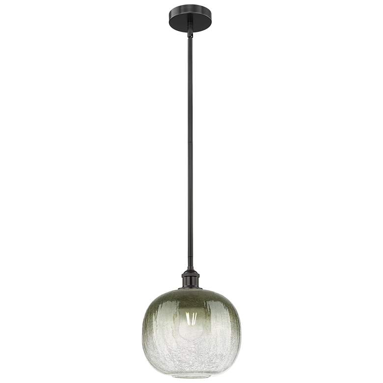 Image 1 Edison Brookhaven Sphere 11"W Black Stem Mini Pendant w/ Slate Shade