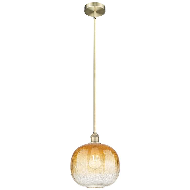 Image 1 Edison Brookhaven Sphere 11"W Brass Stem Mini Pendant w/ Amber Shade