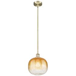 Edison Brookhaven Sphere 11"W Brass Stem Mini Pendant w/ Amber Shade
