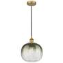 1_Edison Brookhaven Sphere 11"W Brushed Brass Cord Pendant w/ Slate Shade