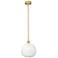 Edison Brookhaven Sphere 11"W Brushed Brass Stem Pendant w/ Opal Shade