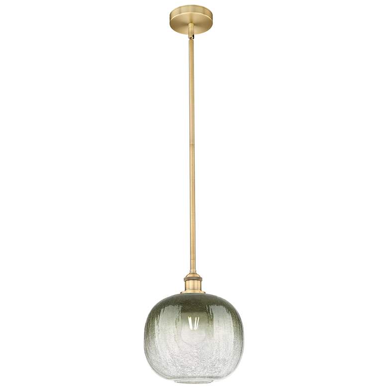 Image 1 Edison Brookhaven Sphere 11"W Brushed Brass Stem Pendant w/ Slate Shade