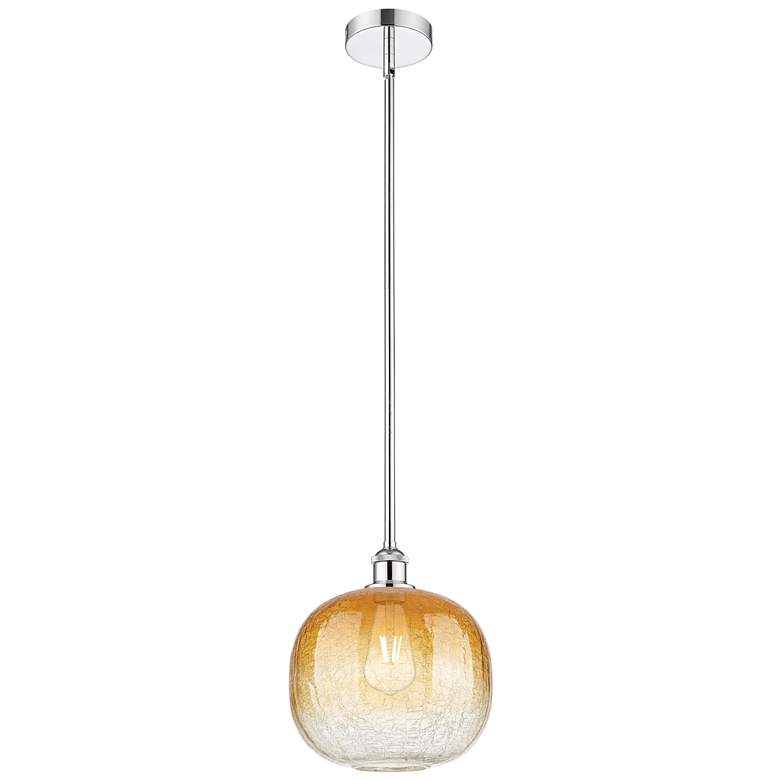 Image 1 Edison Brookhaven Sphere 11"W Chrome Stem Mini Pendant w/ Amber Shade