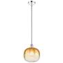Edison Brookhaven Sphere 11"W Chrome Stem Mini Pendant w/ Amber Shade