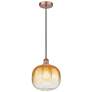 1_Edison Brookhaven Sphere 11"W Copper Cord Mini Pendant w/ Amber Shade