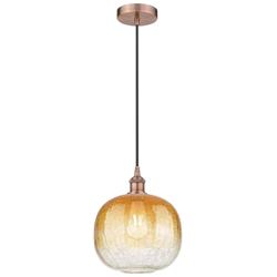 Edison Brookhaven Sphere 11"W Copper Cord Mini Pendant w/ Amber Shade
