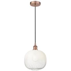 Edison Brookhaven Sphere 11"W Copper Cord Mini Pendant w/ Opal Shade
