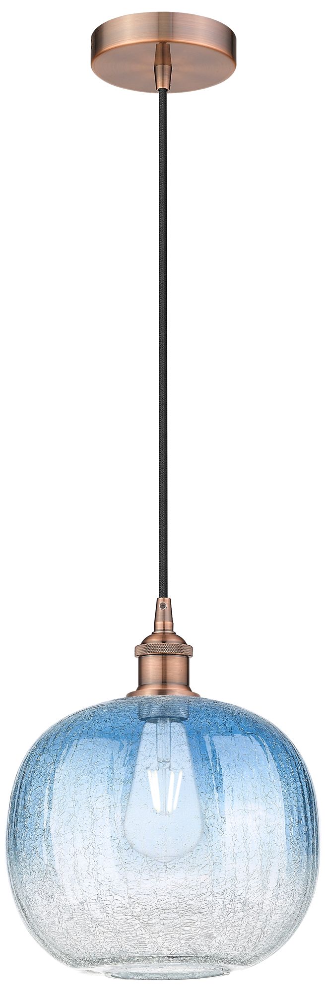 Edison Brookhaven Sphere 11"W Copper Cord Pendant w/ Sapphire Shade