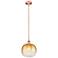 Edison Brookhaven Sphere 11"W Copper Stem Mini Pendant w/ Amber Shade