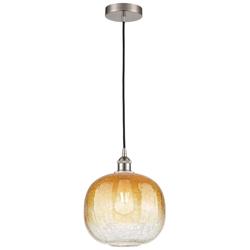 Edison Brookhaven Sphere 11"W Nickel Cord Pendant w/ Amber Shade