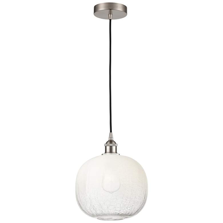 Image 1 Edison Brookhaven Sphere 11"W Nickel Cord Pendant w/ Opal Shade