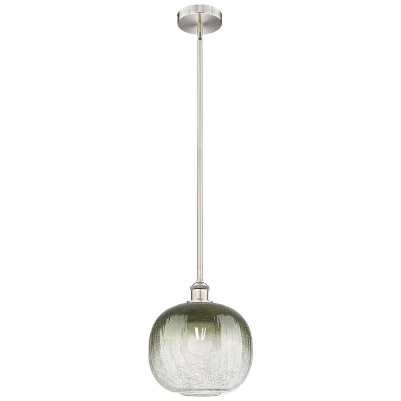 Image 1 Edison Brookhaven Sphere 11"W Nickel Stem Pendant w/ Slate Shade